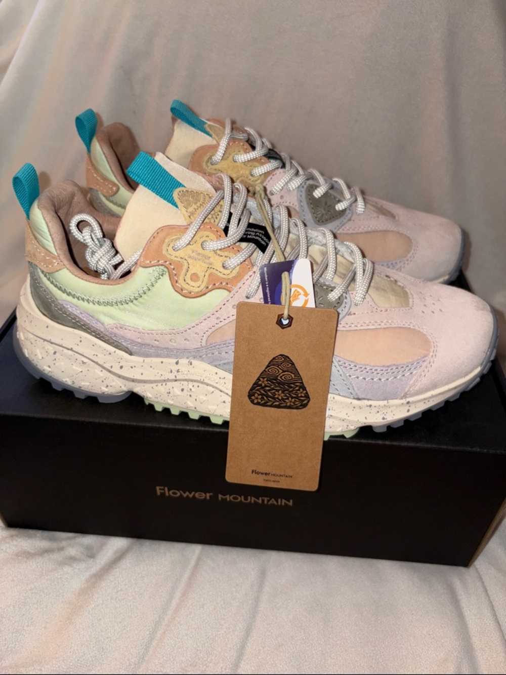 NWT Flower Mountain WAVE WOMAN Suede and fabric sneakers - Light pink-Lilac - Picture 9 of 16